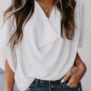 VICI Elton Drape Blouse White